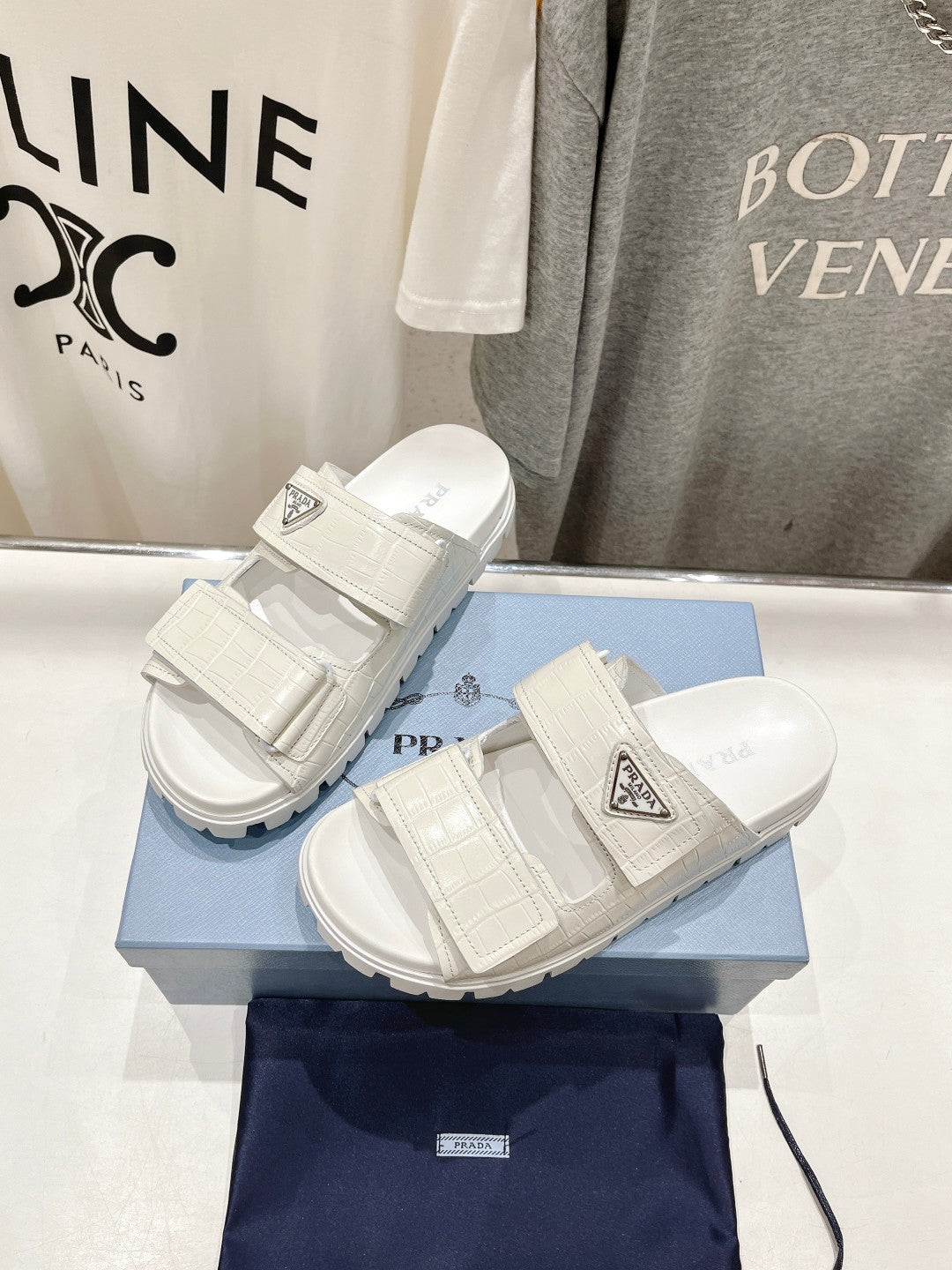 PRA CROCODILE LEATHER MOTIF SANDALS WHITE CALFSKIN - 35