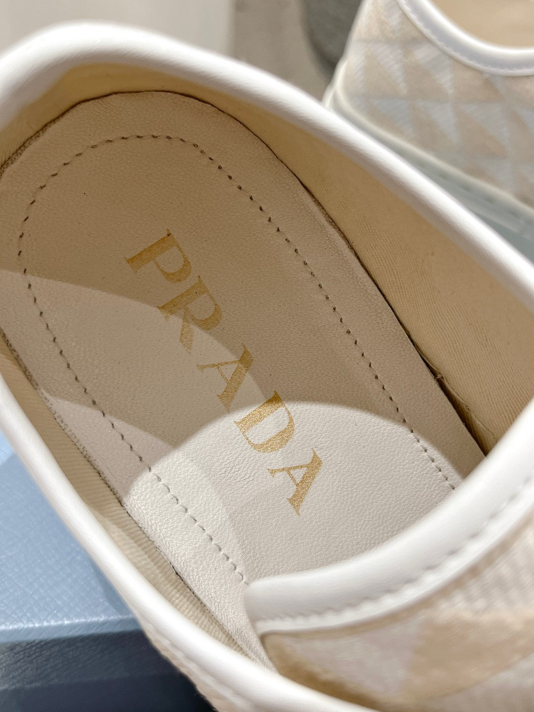 PRA PRINTED COTTON SNEAKERS WHITE AND BEIGE CANVAS - 35