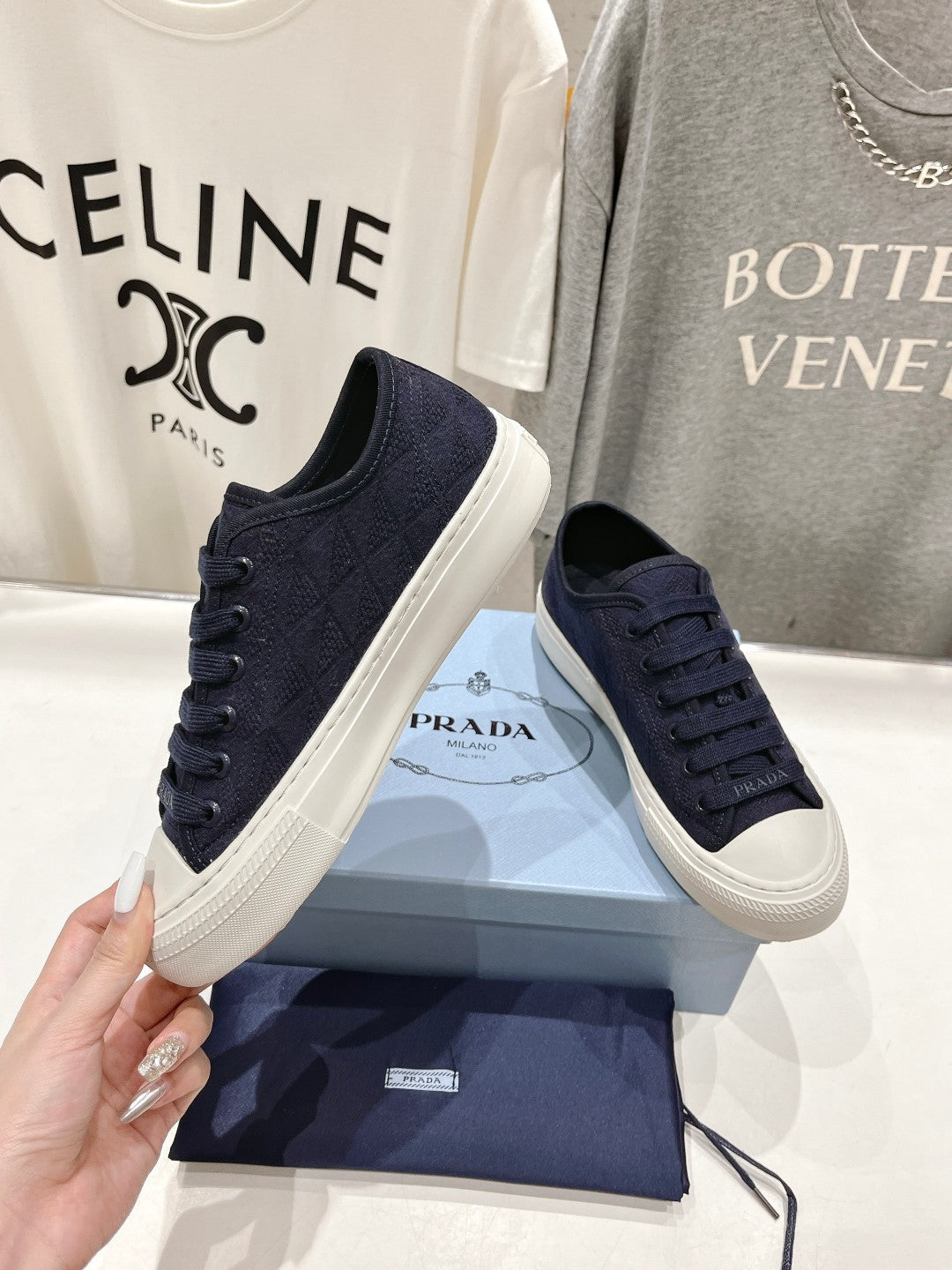 PRA PRINTED COTTON SNEAKERS BALTIC BLUE CANVAS - 35