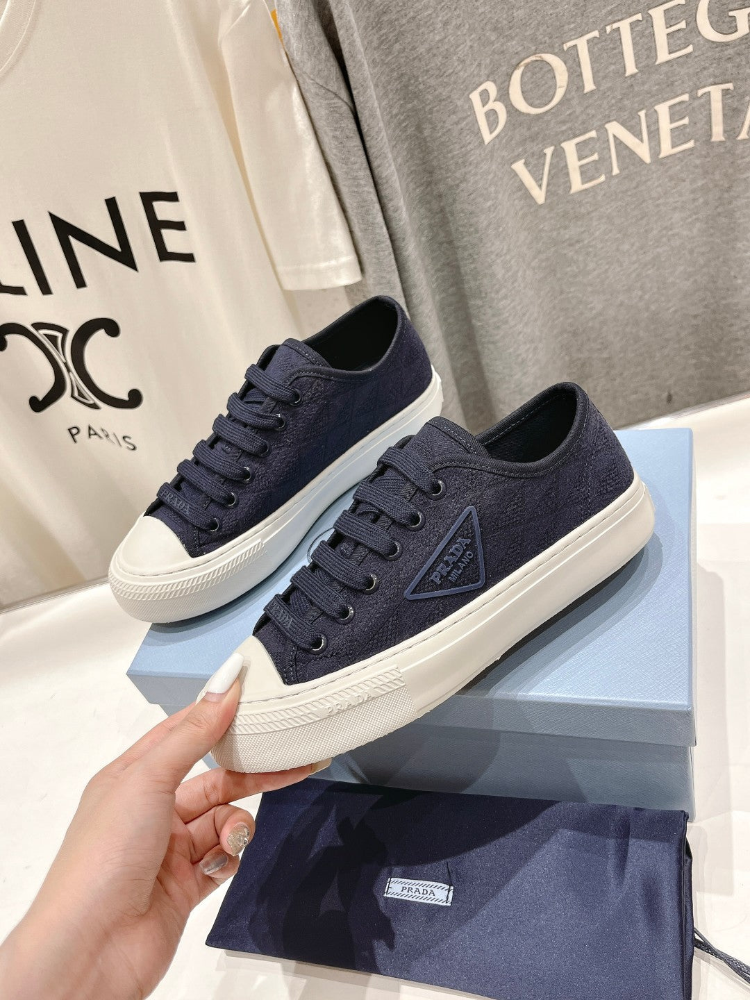PRA PRINTED COTTON SNEAKERS BALTIC BLUE CANVAS - 35