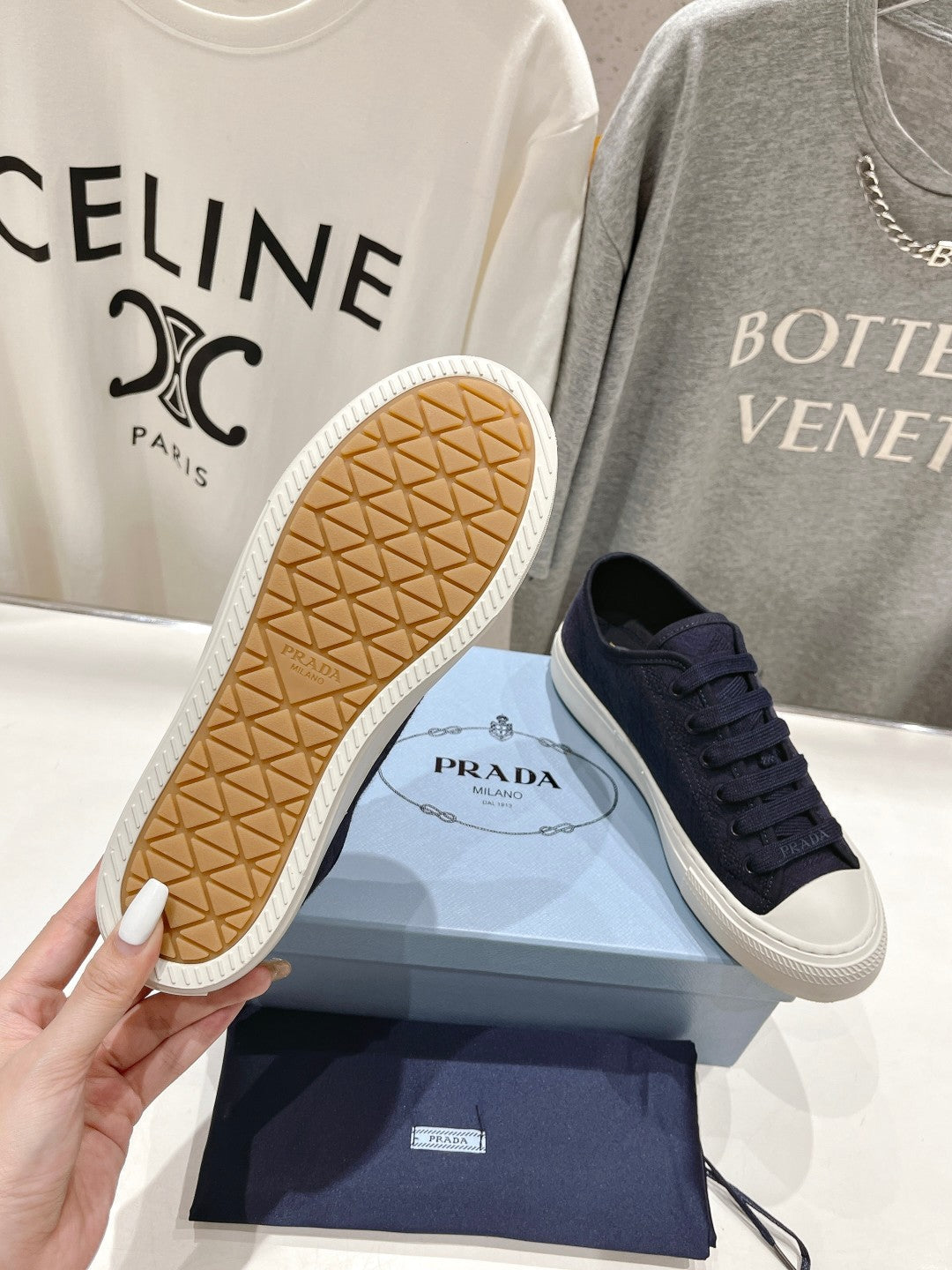 PRA PRINTED COTTON SNEAKERS BALTIC BLUE CANVAS - 35