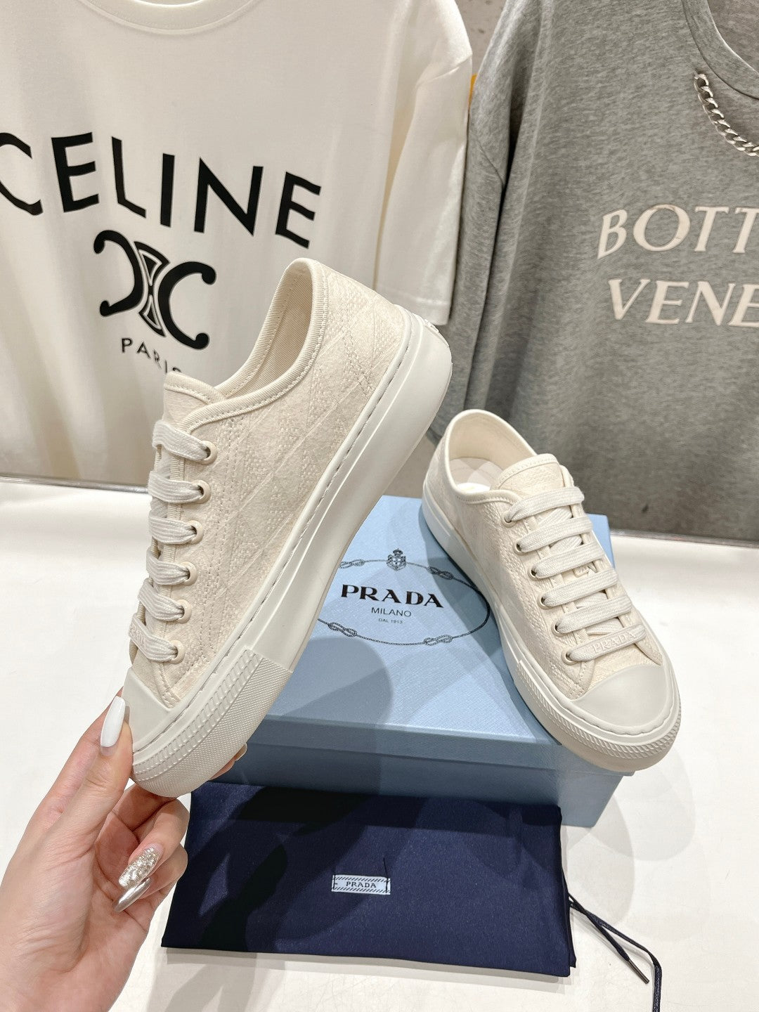 PRA PRINTED COTTON SNEAKERS WHITE CANVAS - 35