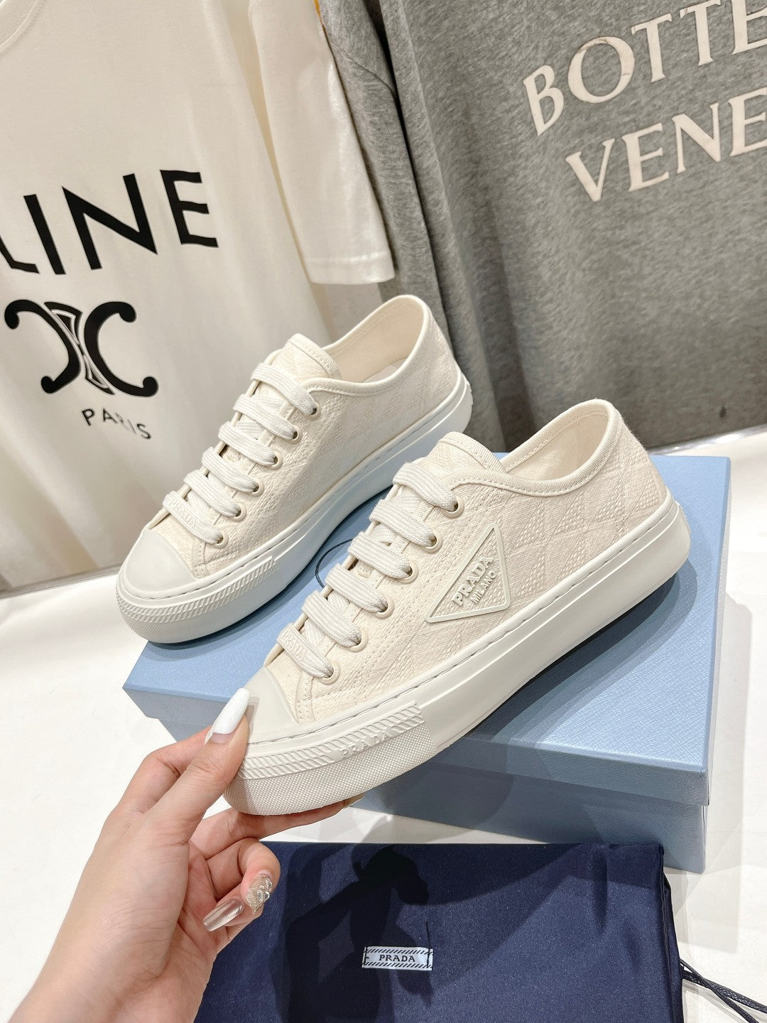 PRA PRINTED COTTON SNEAKERS WHITE CANVAS - 35