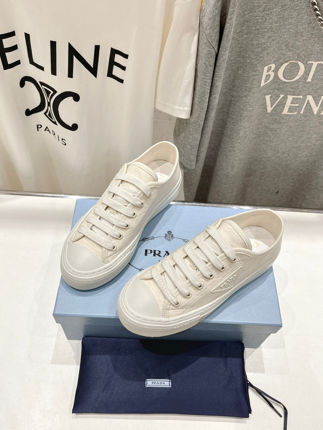 PRA PRINTED COTTON SNEAKERS WHITE CANVAS - 35