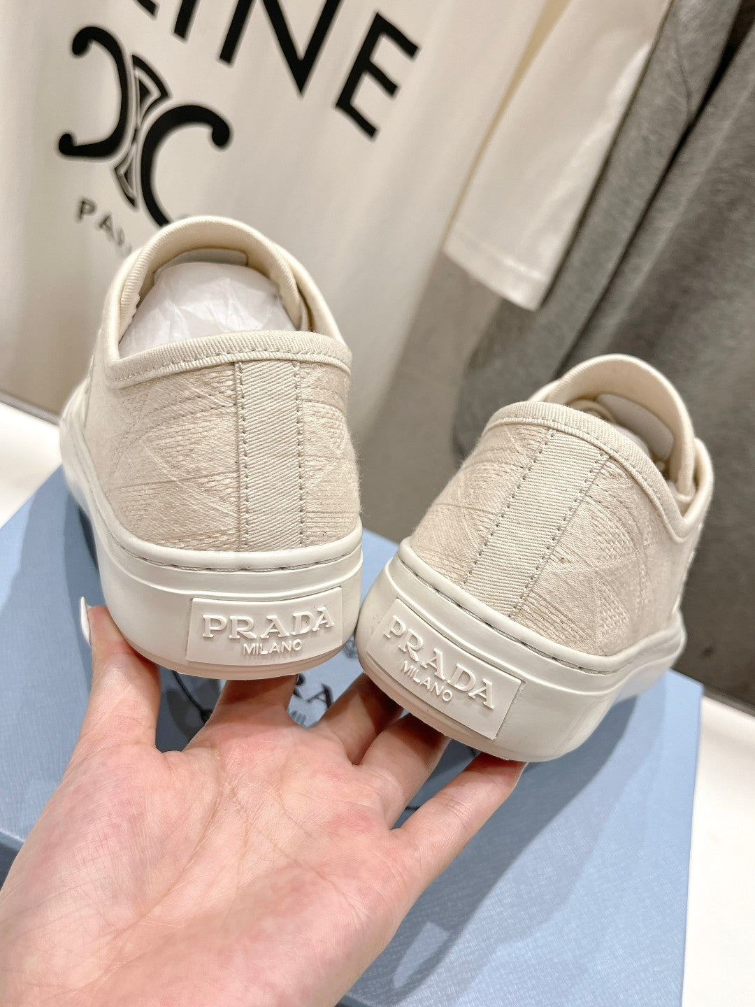 PRA PRINTED COTTON SNEAKERS WHITE CANVAS - 35