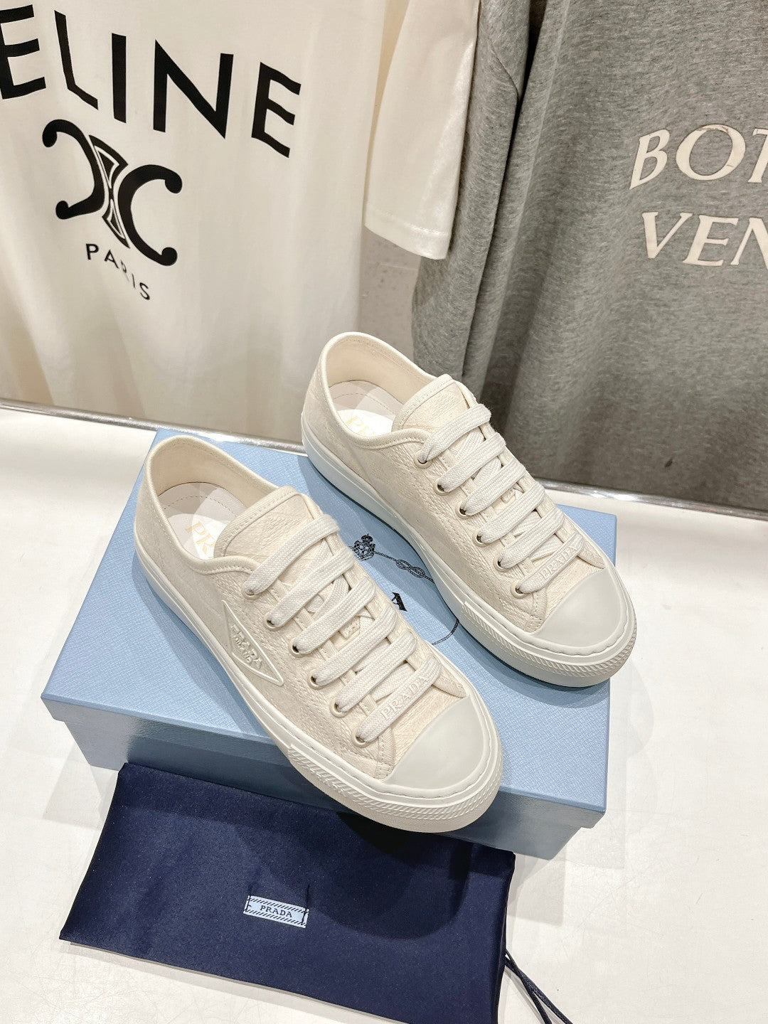 PRA PRINTED COTTON SNEAKERS WHITE CANVAS - 35