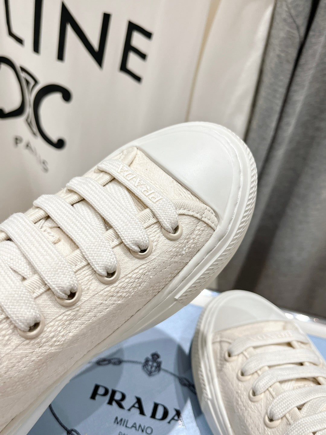 PRA PRINTED COTTON SNEAKERS WHITE CANVAS - 35