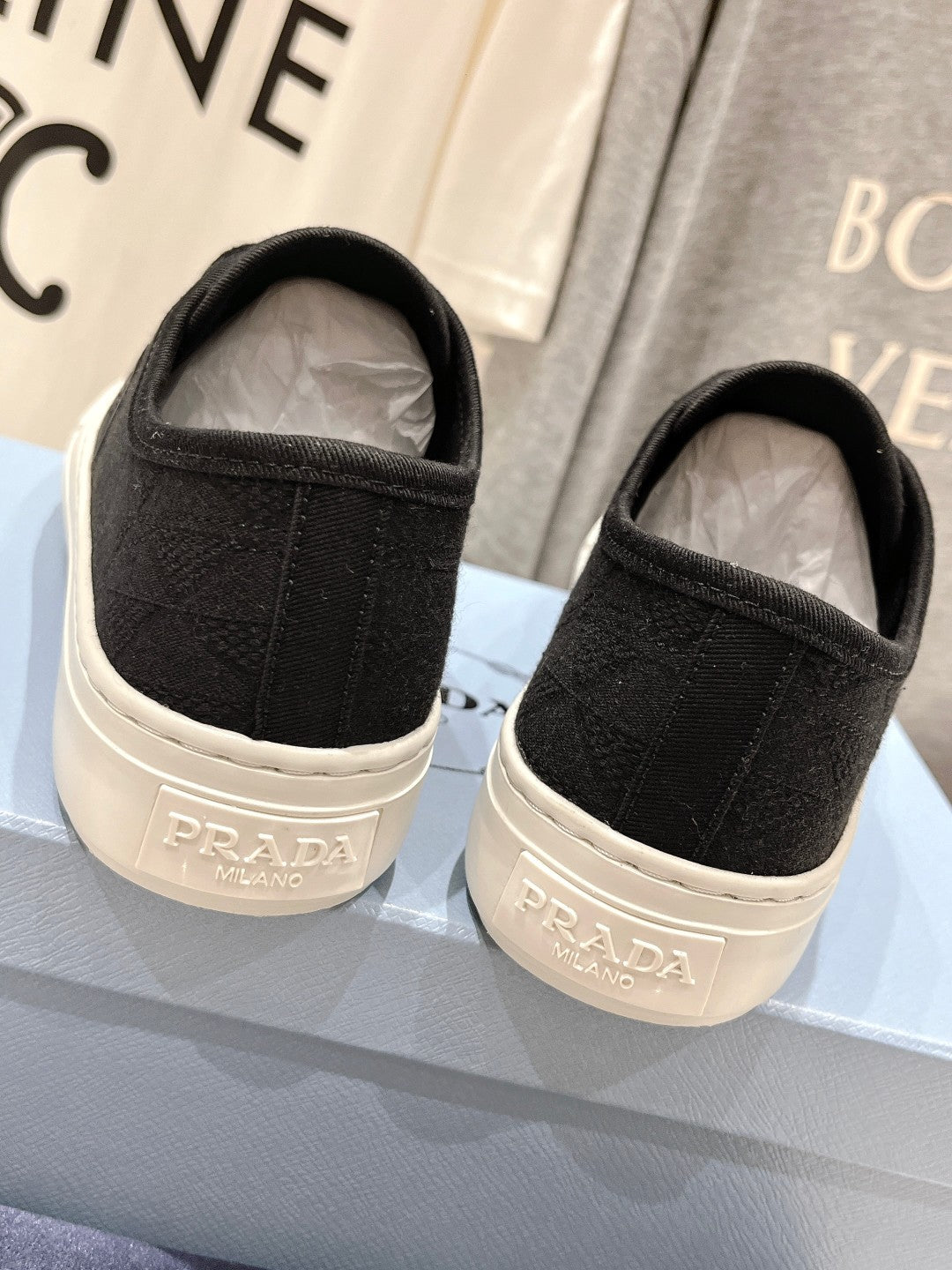 PRA PRINTED COTTON SNEAKERS BLACK AND WHITE CANVAS - 35