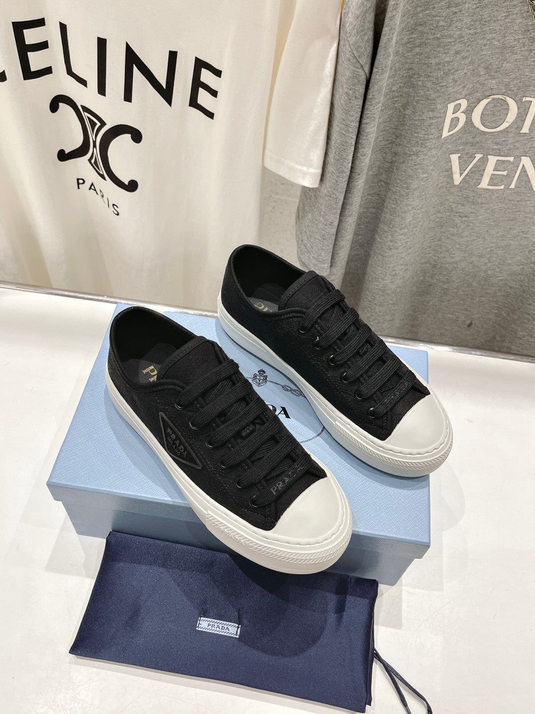 PRA PRINTED COTTON SNEAKERS BLACK AND WHITE CANVAS - 35