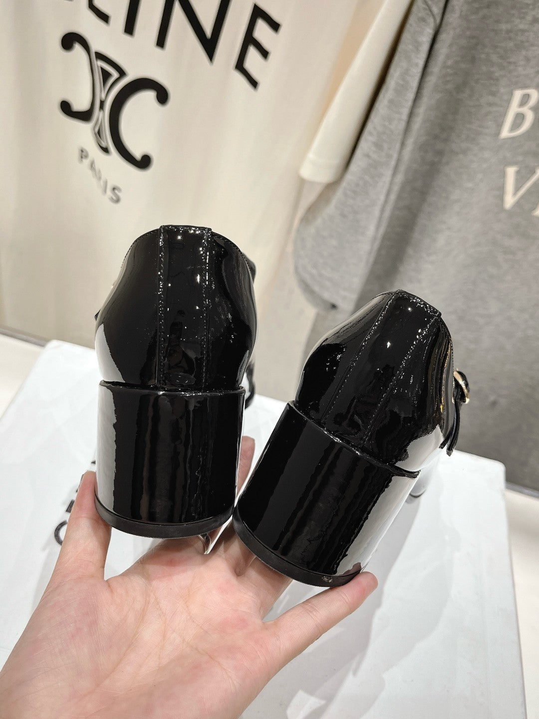 MEDIUM - HEEL MARY JANE SHOES IN BLACK GLOSSY CALFSKIN - 35