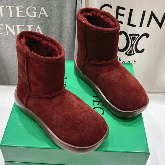 SNAP MINI ANKLE BOOTS IN JAM RED SUEDE AND SHEARLING LINING - 35