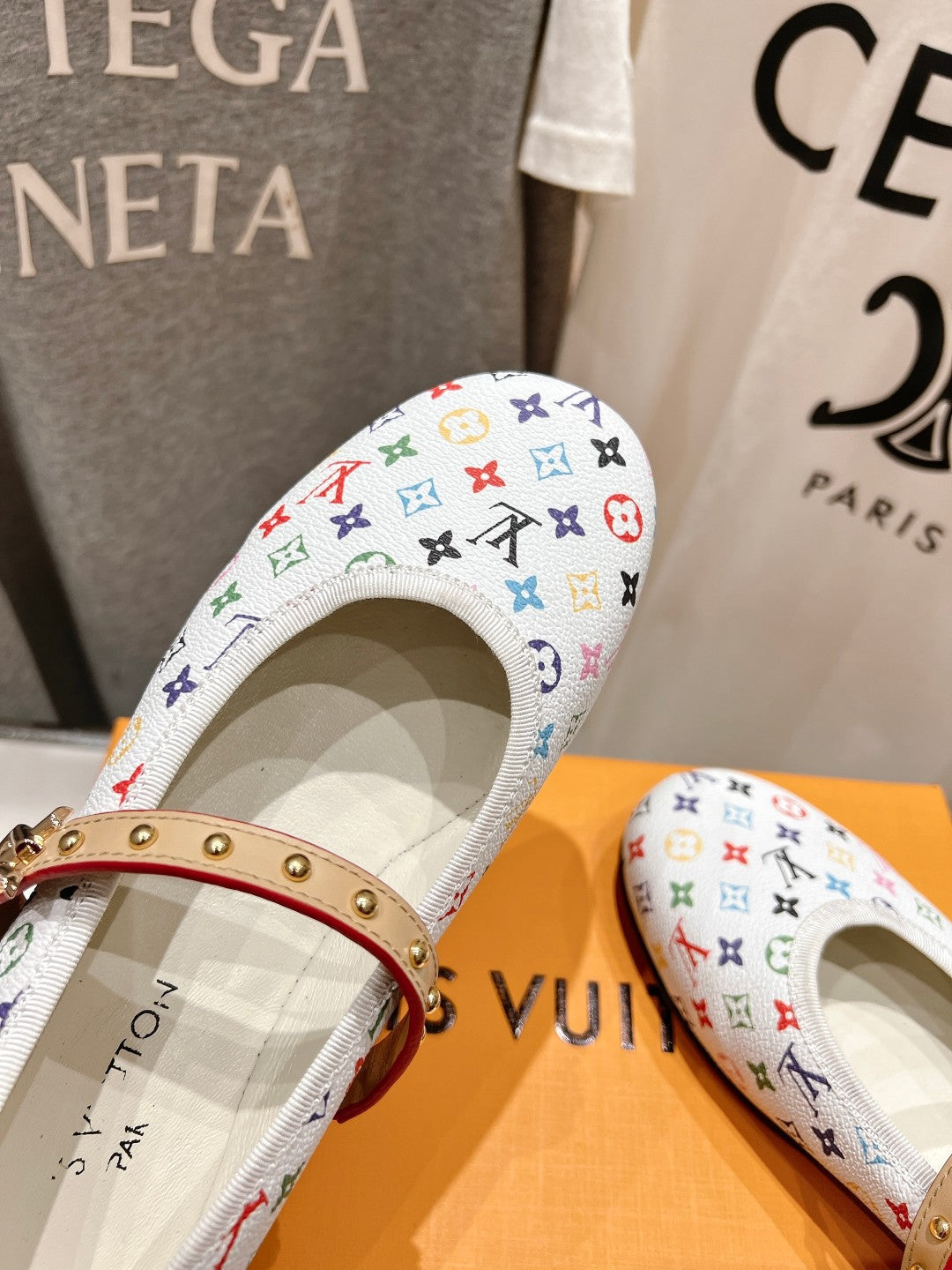 MARY JANE FLAT IN WHITE MONOGRAM CALFSKIN - 35