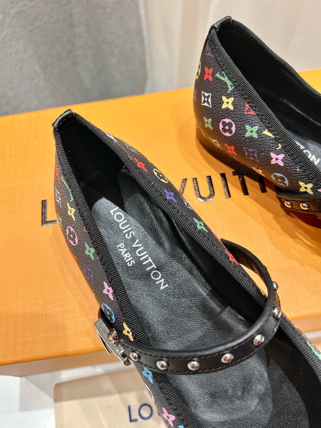 MARY JANE FLAT IN BLACK  MONOGRAM CALFSKIN - 35