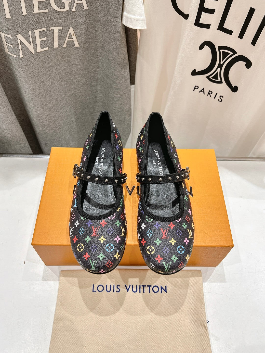 MARY JANE FLAT IN BLACK  MONOGRAM CALFSKIN - 35