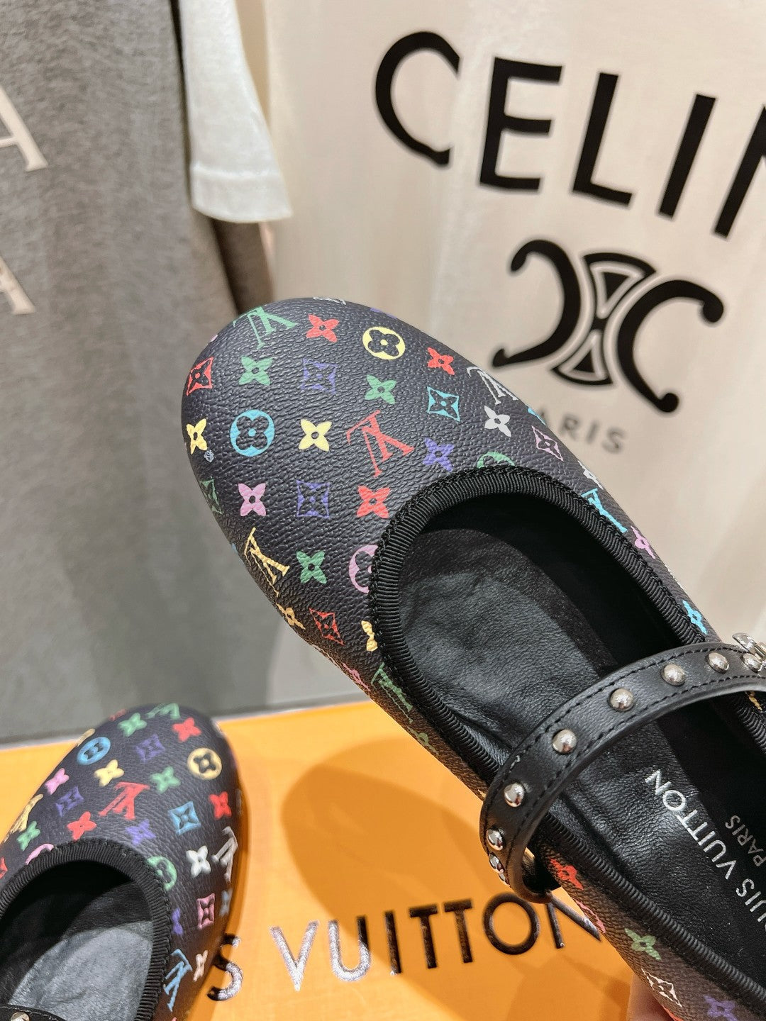 MARY JANE FLAT IN BLACK  MONOGRAM CALFSKIN - 35