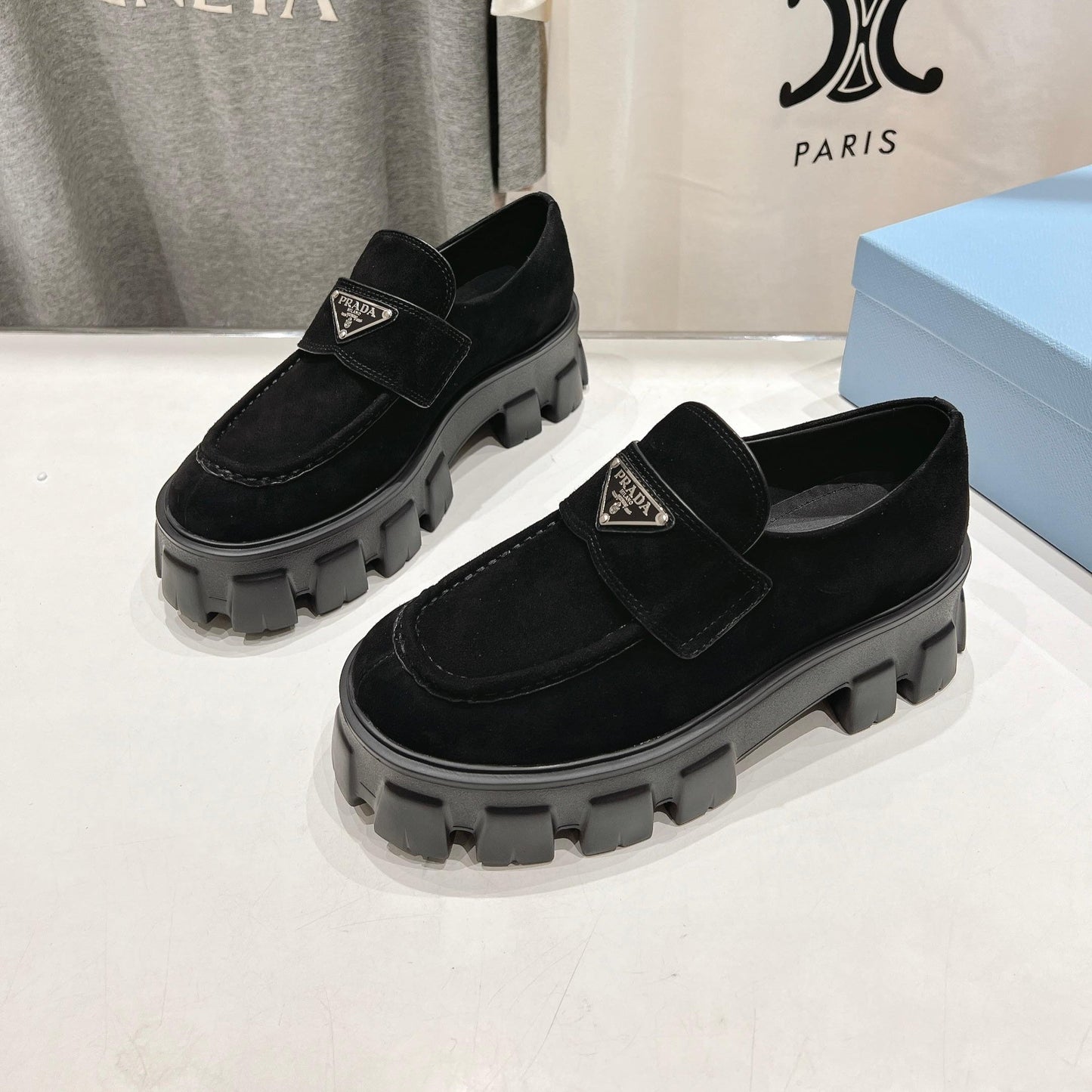 MONOLITH LOAFERS IN BLACK SUEDE - 35