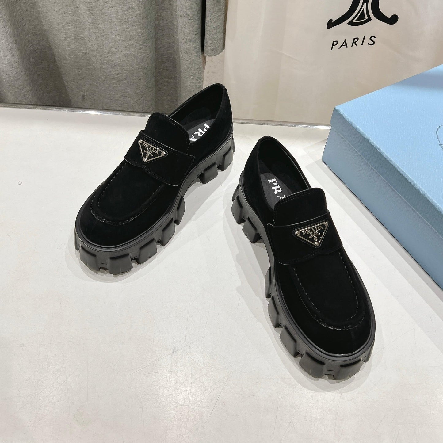 MONOLITH LOAFERS IN BLACK SUEDE - 35