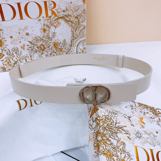DIOR 25S BELT 25 MM IN WHITE CALFSKIN 561820 - 30