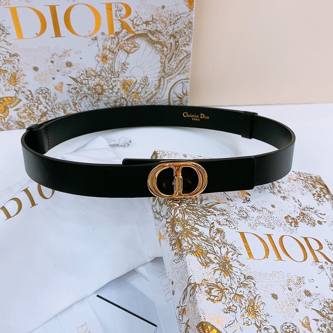 DIOR 25S BELT 25 MM IN BLACK CALFSKIN 561823 - 30