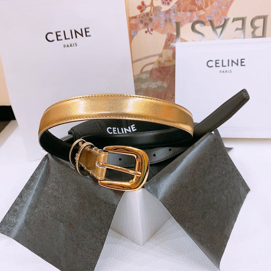 CELINE 25S BELT 25MM WITH ARC DE TRIOMPHE BUCKLE IN GOLD 571497 - 26 - 28