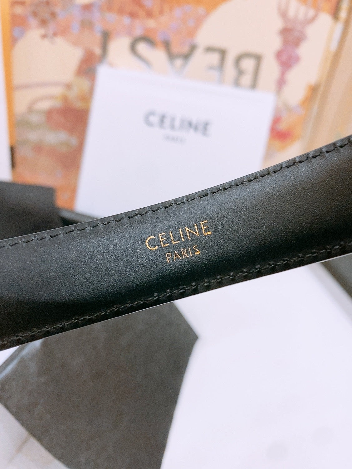 CELINE 25S BELT 25MM WITH ARC DE TRIOMPHE BUCKLE IN SILVER 571498 - 26 - 28