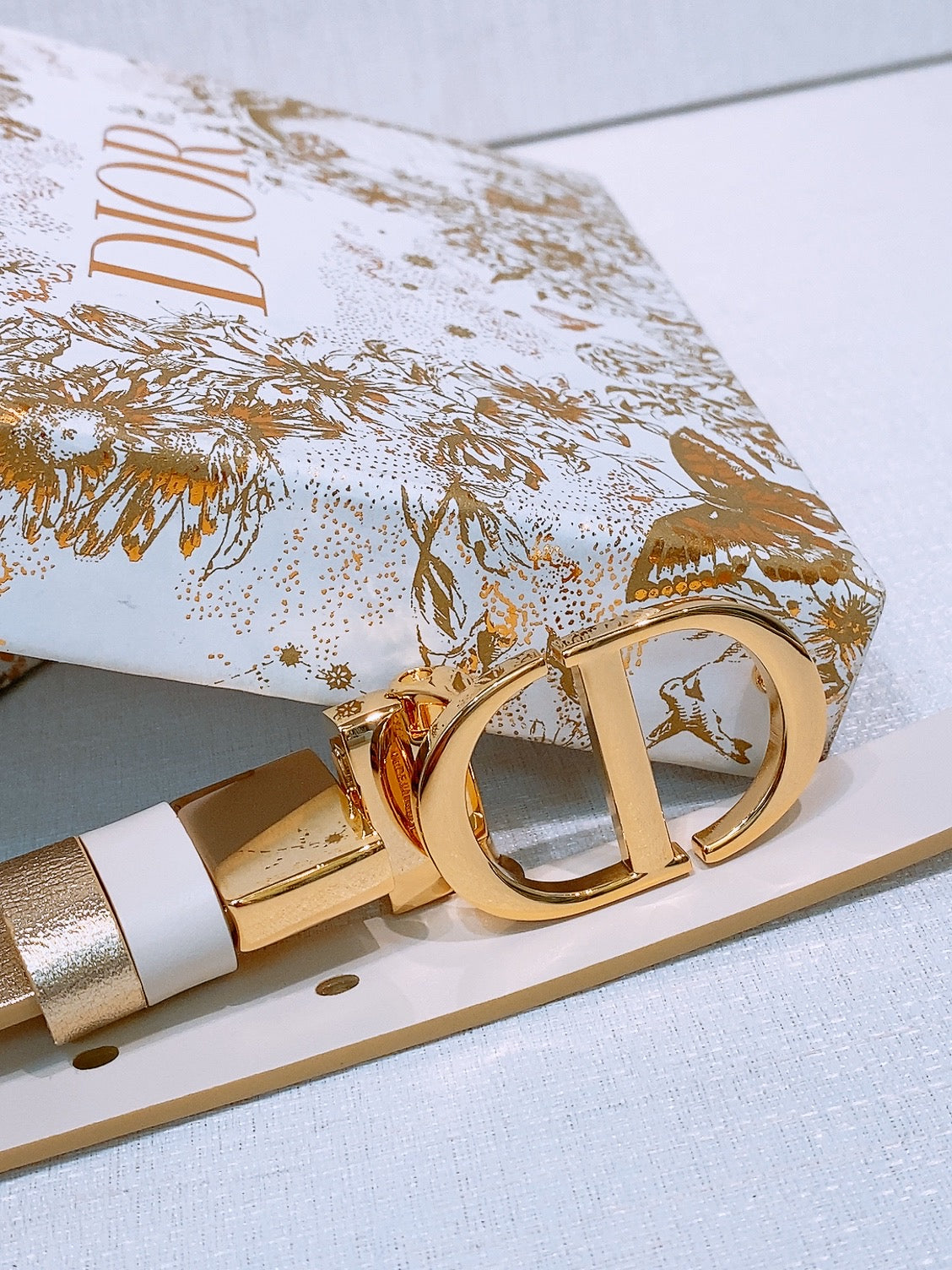 DIOR 25S BELT 20 MM IN METALLIC GOLD CALFSKIN 572893 - 30
