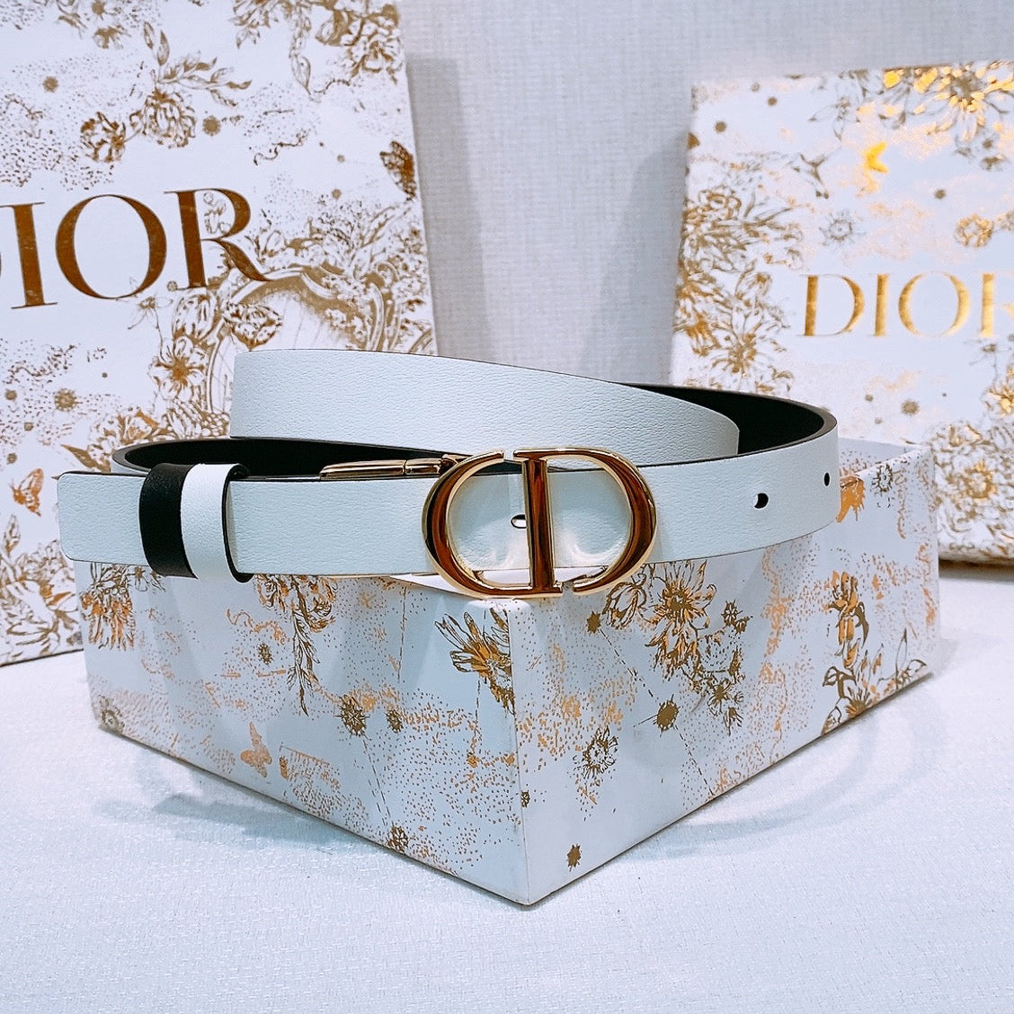 DIOR 25S BELT 20 MM IN LIGHT BLUE GREY CALFSKIN 572897 - 30