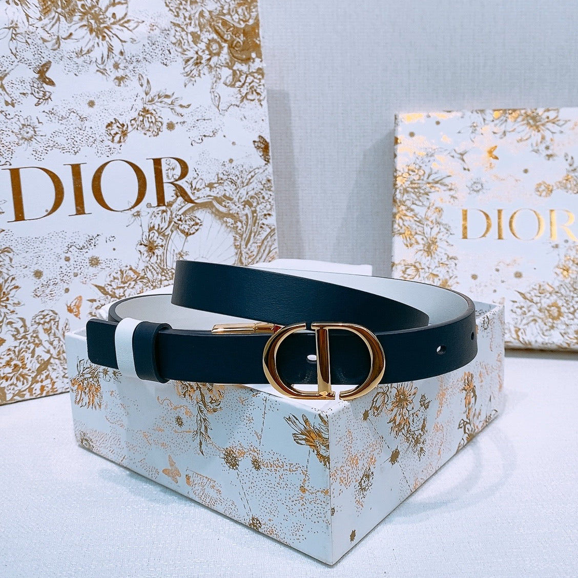 DIOR 25S BELT 20 MM IN DEEP BLUE GREY CALFSKIN 572898 - 30