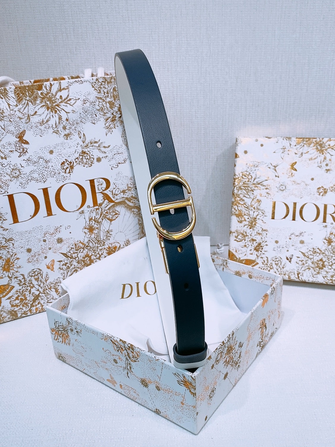 DIOR 25S BELT 20 MM IN DEEP BLUE GREY CALFSKIN 572898 - 30