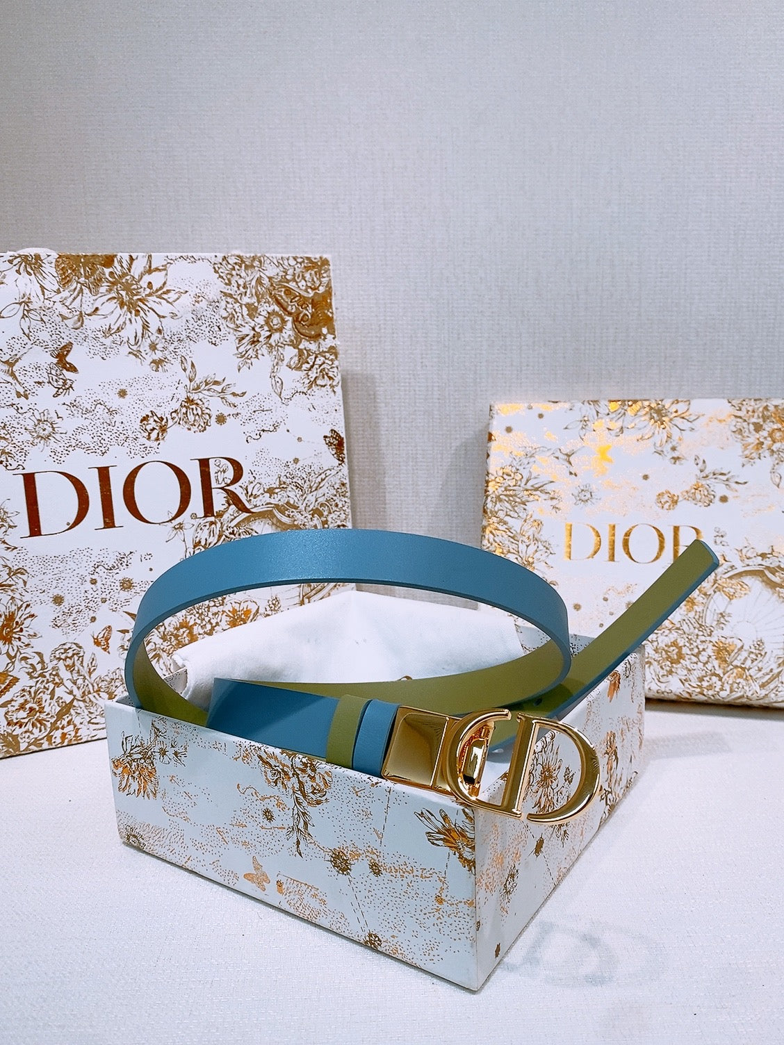 DIOR 25S BELT 20 MM IN DUSTY BLUE CALFSKIN 572900 - 30