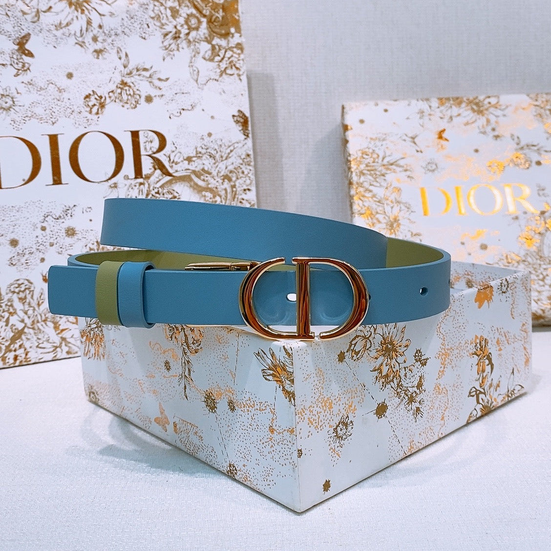 DIOR 25S BELT 20 MM IN DUSTY BLUE CALFSKIN 572900 - 30