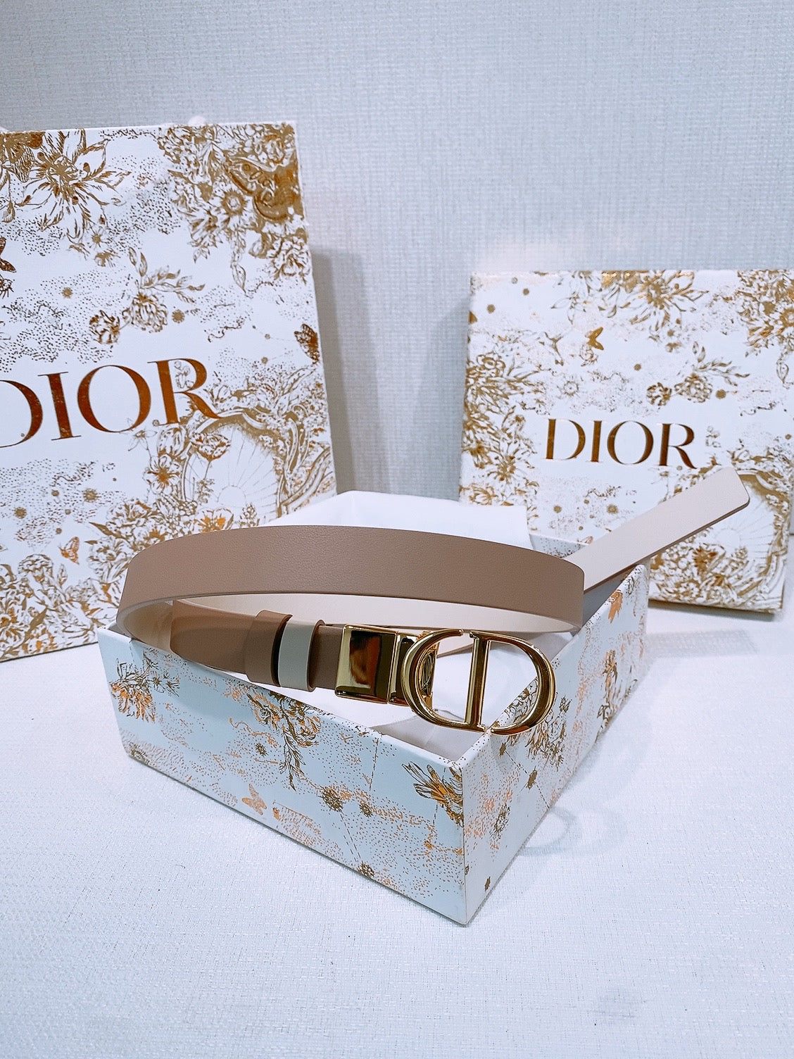 DIOR 25S BELT 20 MM IN LIGHT BEIGE BROWN CALFSKIN 572903 - 30
