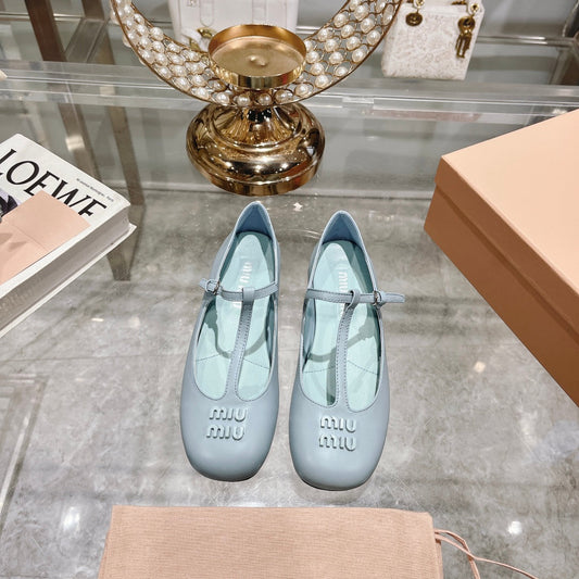 MARY JANE SANDAL PASTEL BLUE WITH T - STRAP SHEEPSKIN - 35