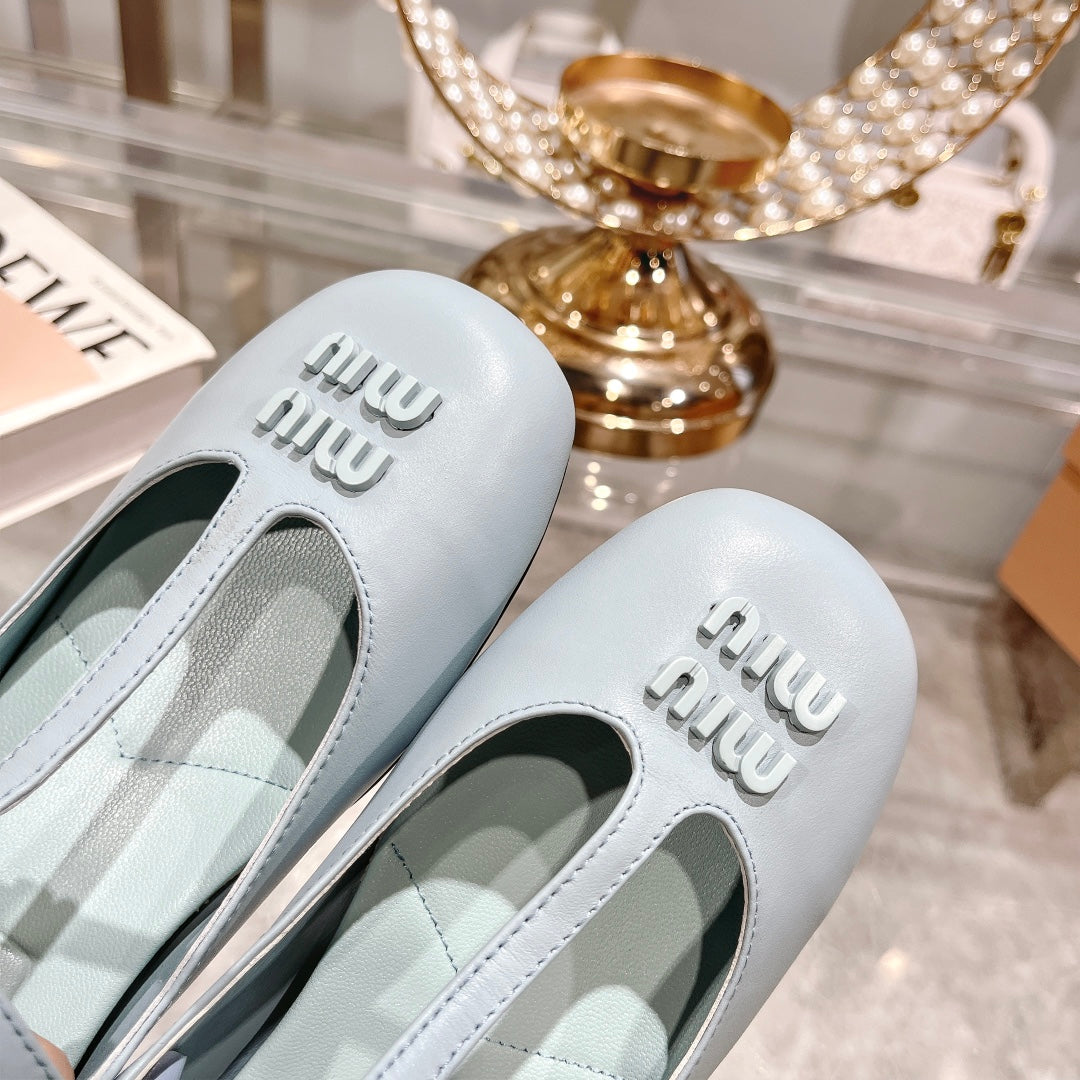 MARY JANE SANDAL PASTEL BLUE WITH T - STRAP SHEEPSKIN - 35