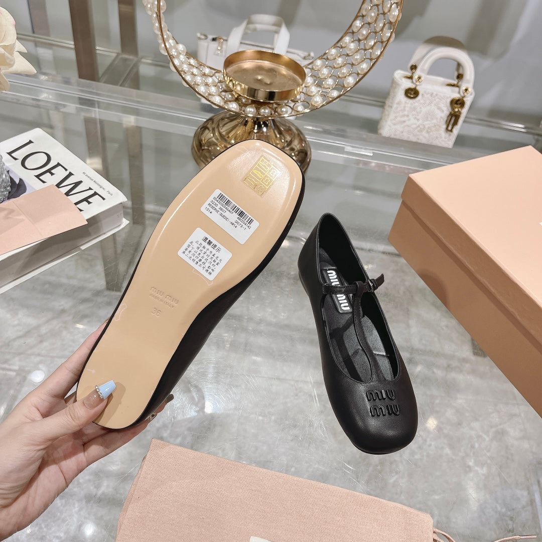 MARY JANE SANDAL BLACK WITH T - STRAP SHEEPSKIN - 35