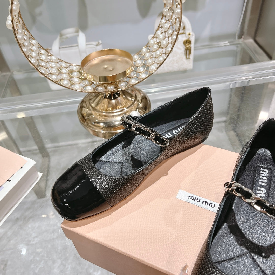 MARY JANE SANDAL CAP TOE BLACK SHEEPSKIN - 35