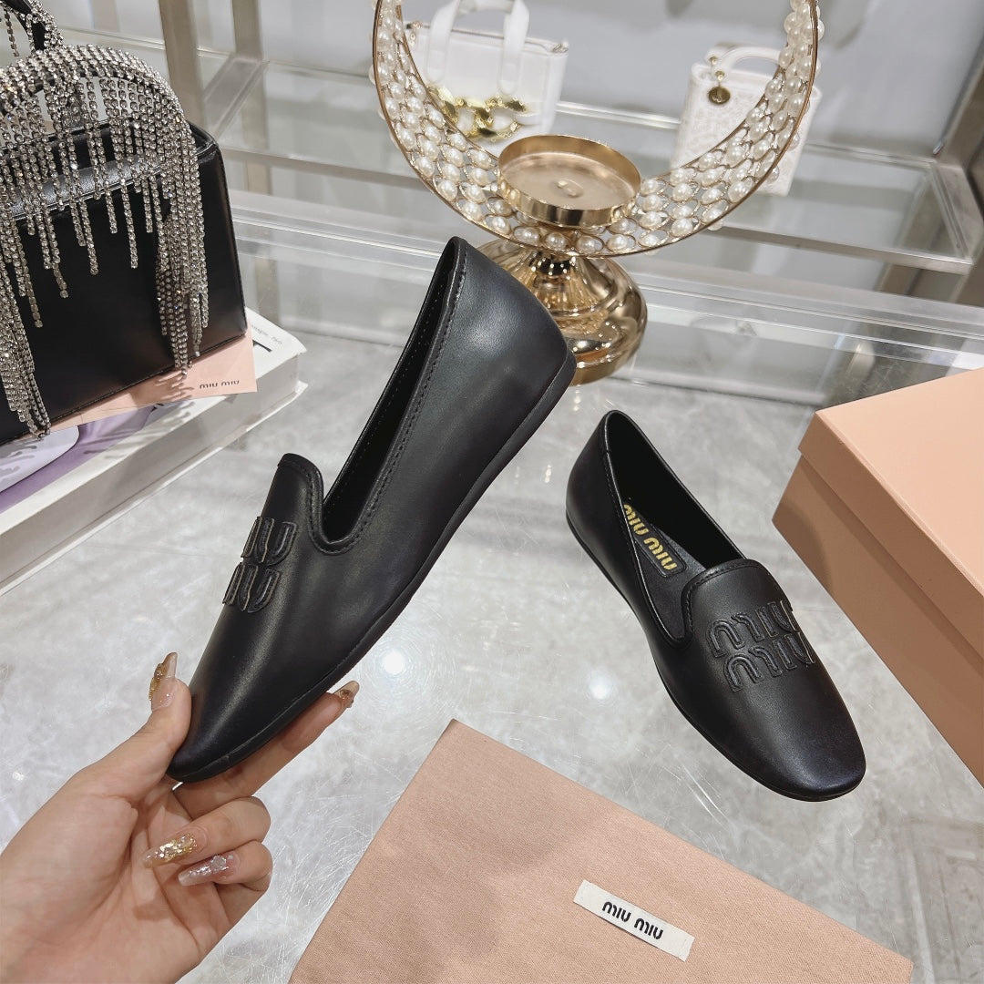 SLIP-ON SHOES BLACK COWHIDE - 35