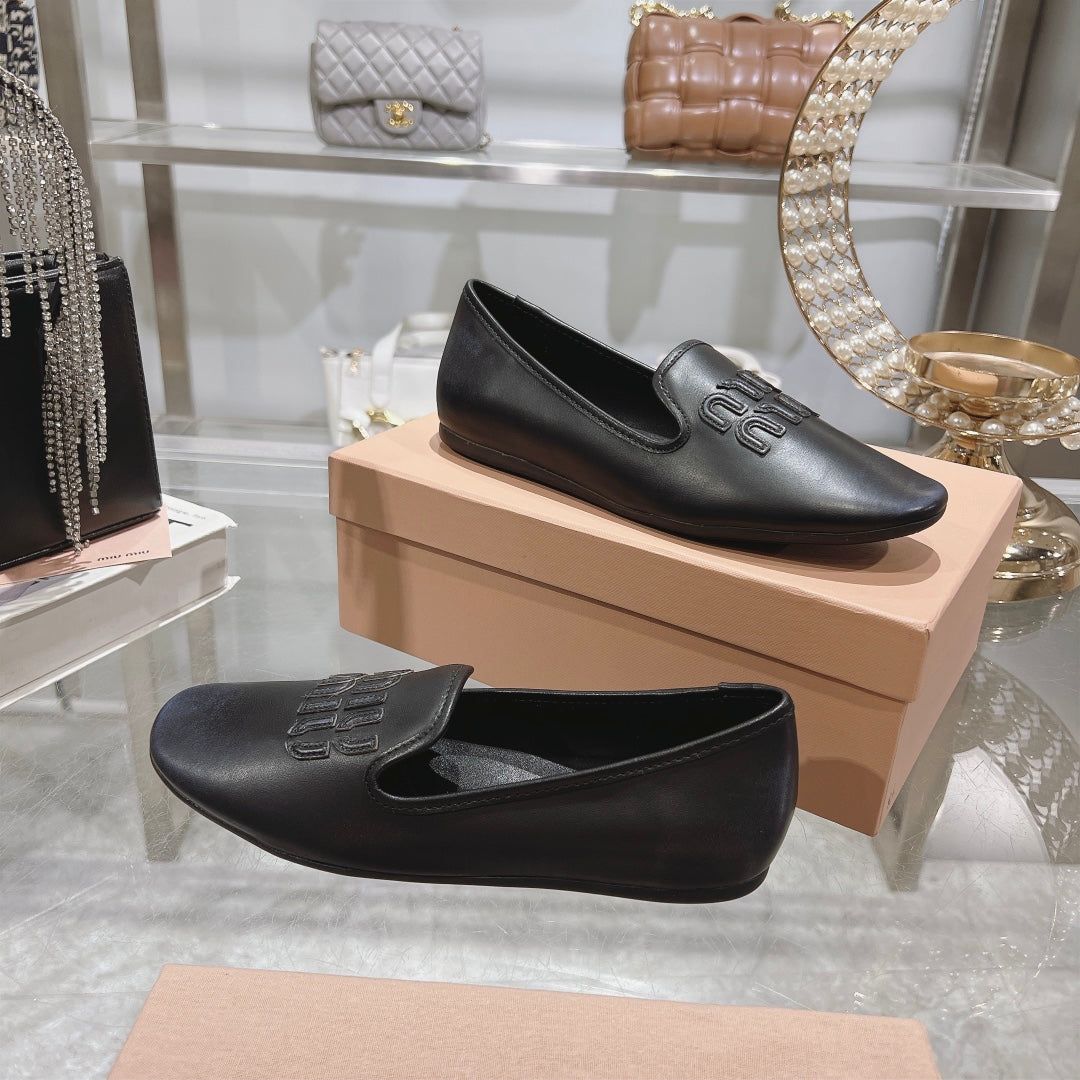 SLIP-ON SHOES BLACK COWHIDE - 35