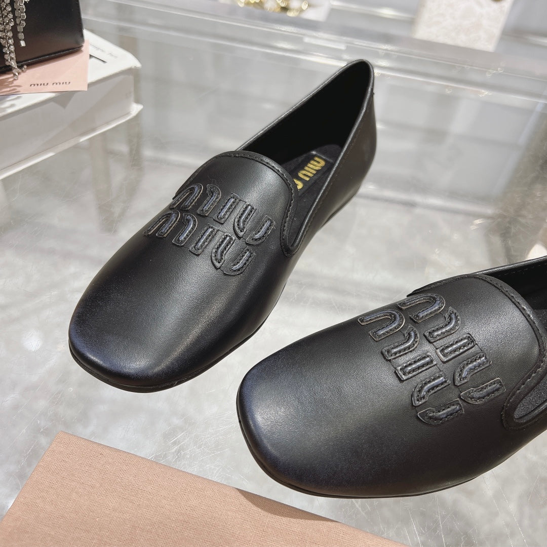 SLIP-ON SHOES BLACK COWHIDE - 35