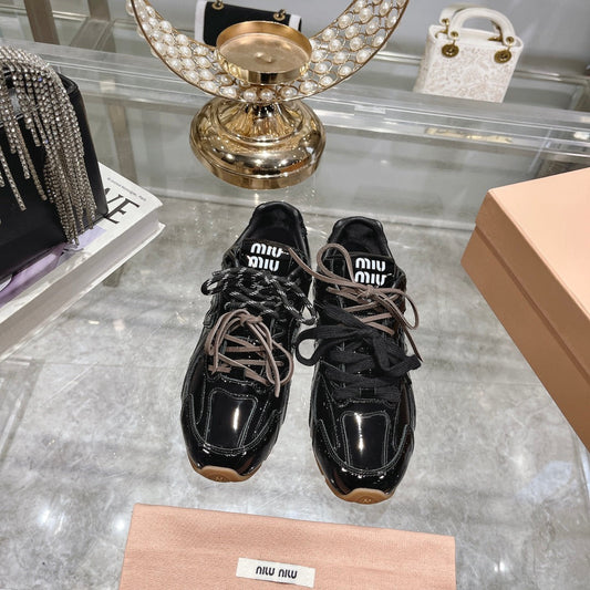 Glossy Black Sneakers NB Cowhide - 34