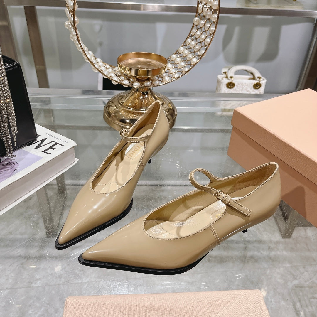 Slingback Shoes Beige Cream Color Beads - 35