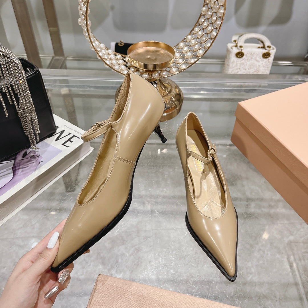 Slingback Shoes Beige Cream Color Beads - 35