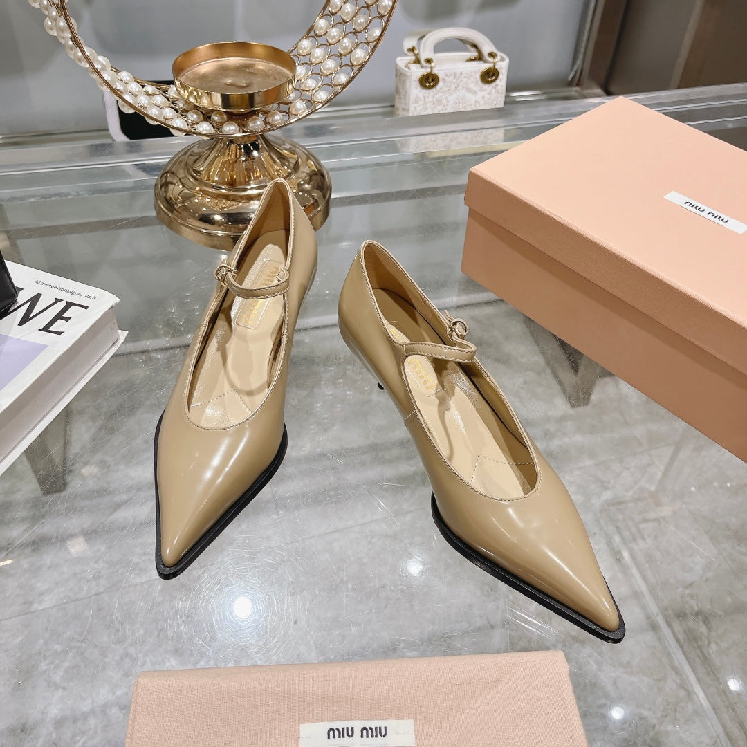 Slingback Shoes Beige Cream Color Beads - 35