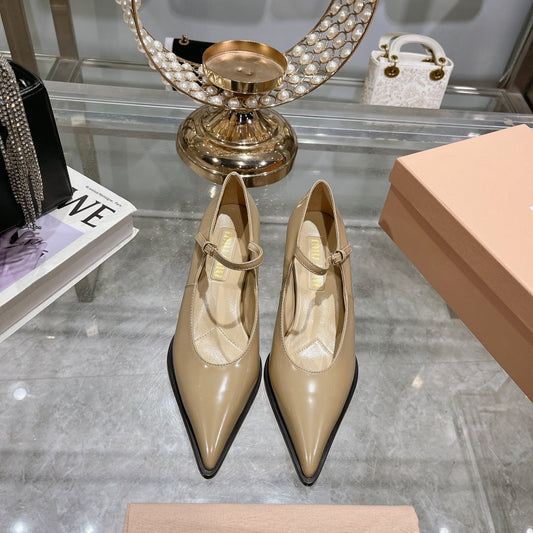 Slingback Shoes Beige Cream Color Beads - 35