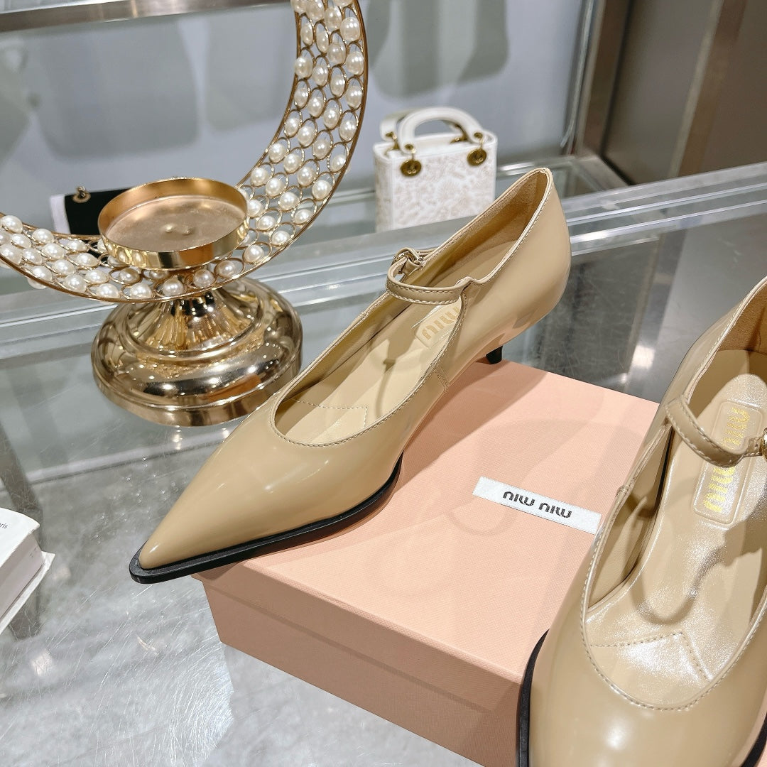 Slingback Shoes Beige Cream Color Beads - 35