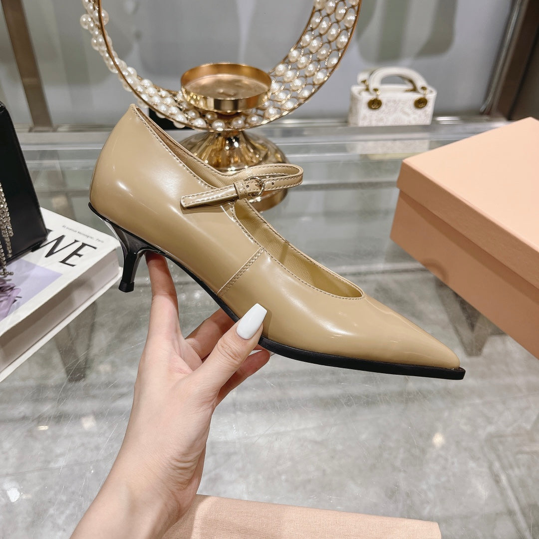 Slingback Shoes Beige Cream Color Beads - 35