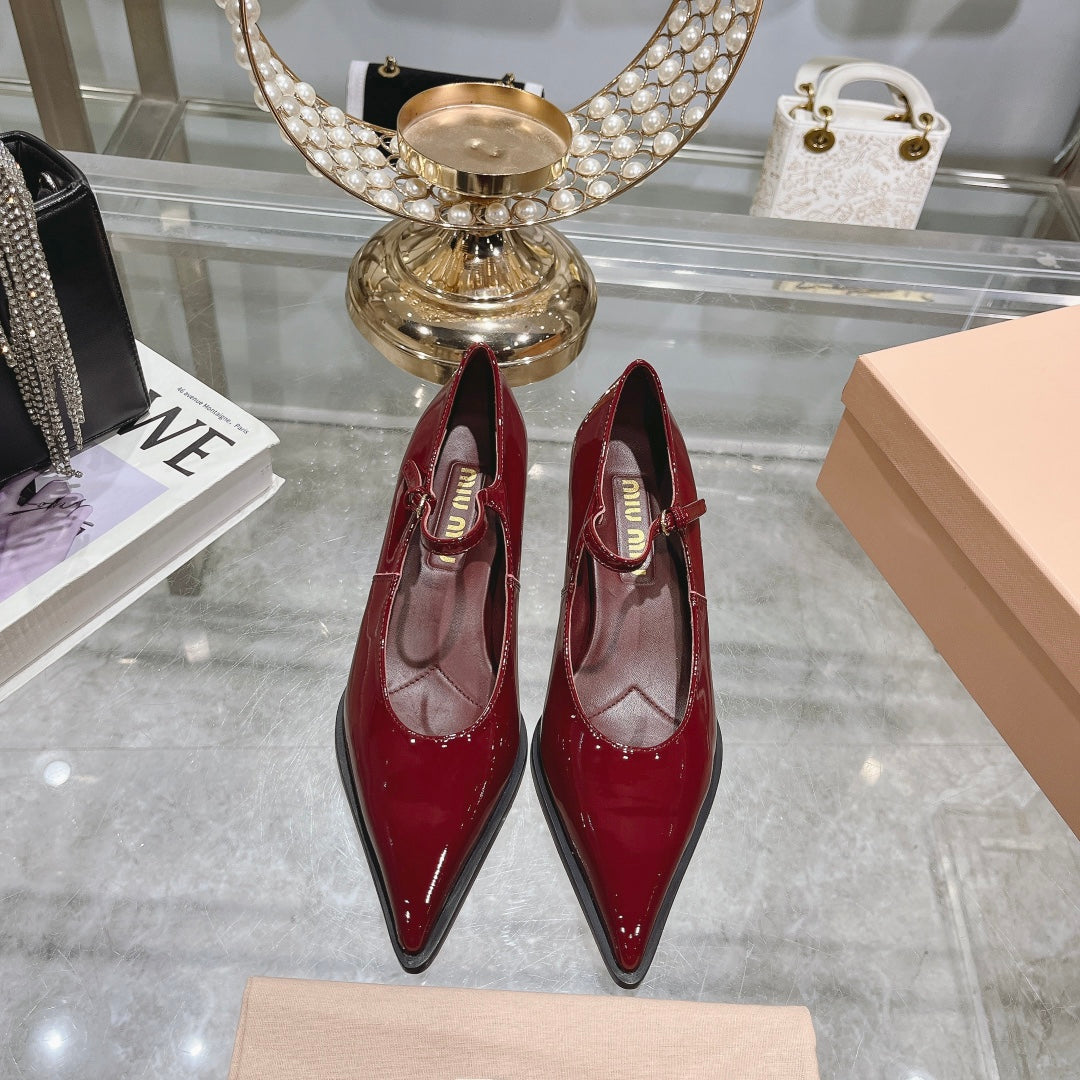 Slingback Shoes Cherry Color Beads - 35