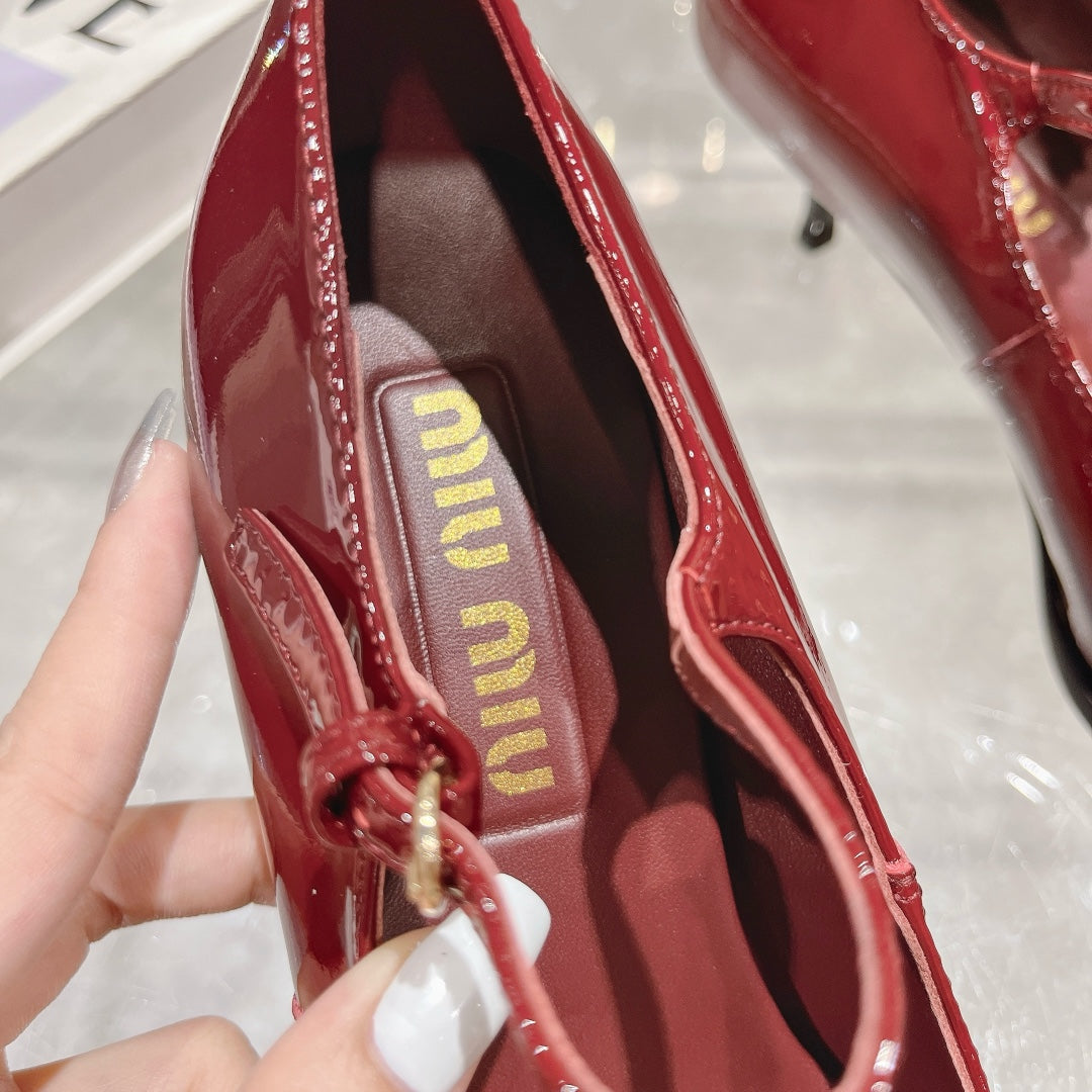 Slingback Shoes Cherry Color Beads - 35