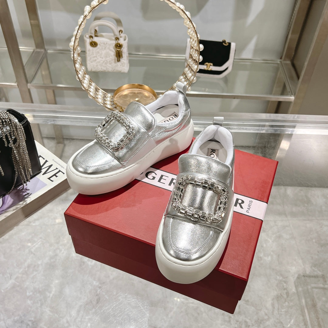 VIV' UP SNEAKERS IN SLIVER PATENT CALFSKIN - 35