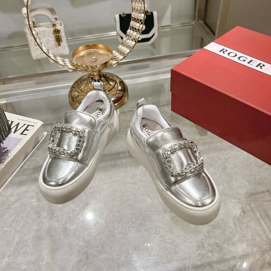 VIV' UP SNEAKERS IN SLIVER PATENT CALFSKIN - 35
